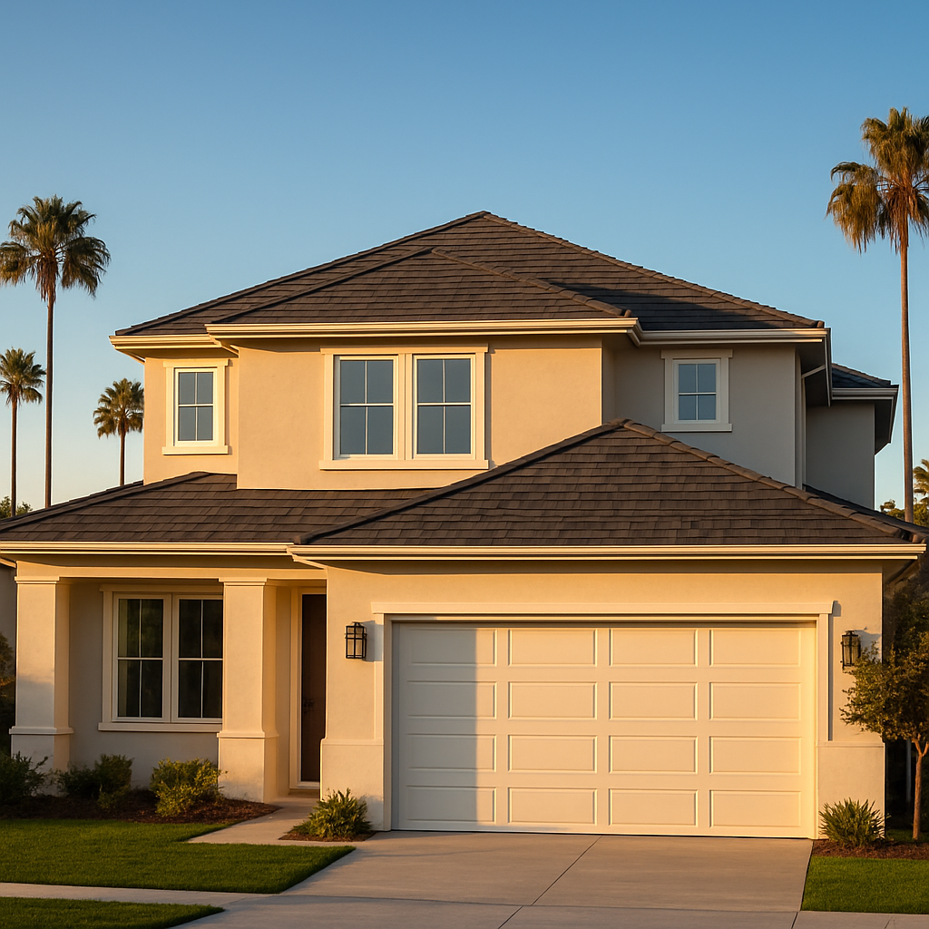 Newly installed architectural shingle roof on an Orange County home
